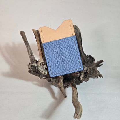 Porte-cartes cuir Genèse — Naturel & Bleu roi