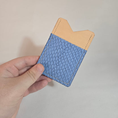 Porte-cartes cuir Genèse — Naturel & Bleu roi