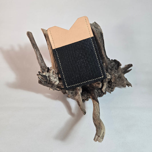 Porte-cartes cuir Genèse — Naturel & Noir d'encre