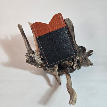 Porte-cartes cuir Genèse — Cognac & Noir d'encre