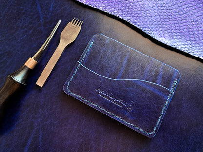 Porte-cartes cuir Wyverne — Bleu & Cosmo